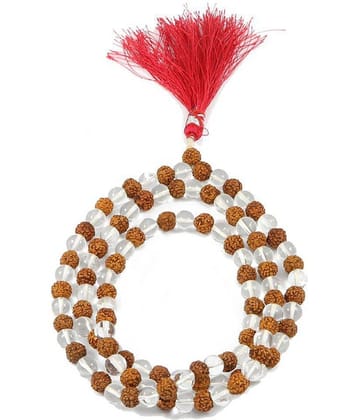 only 4 you Brown Natural Sphatik Crystal and Rudraksh Mala