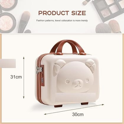 Water Proof Cosmetic Makeup Travel Case, Color Suitcase 14 inch Cute Mini Makeup Box Password Travel Hand Gift Box line Storage Box