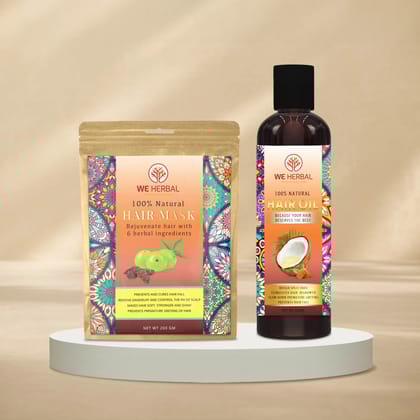 Hair Oil & Herbal Hair Mask Combo-in