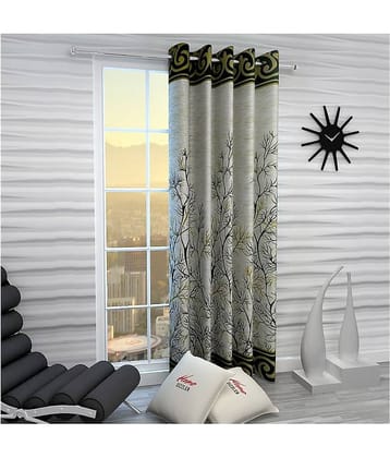 Home Sizzler Single Door Semi-Transparent Eyelet Polyester Curtains Green