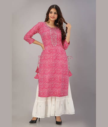 FABRR - Fluorescent Pink Straight Cotton Women's Stitched Salwar Suit ( Pack of 1 )