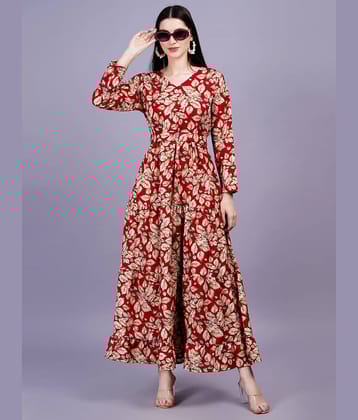 HIGHLIGHT FASHION EXPORT Women Rayon Printed Fit & Flare Dress ( Blue )