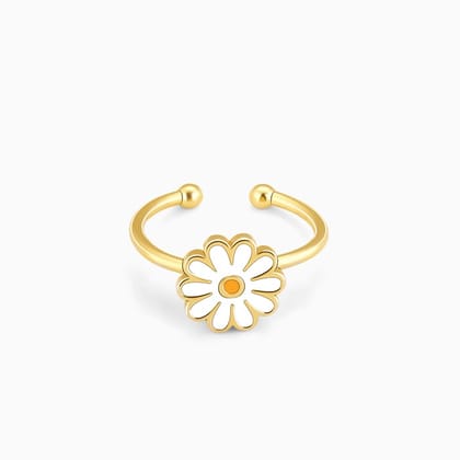 Golden White Daisy Spin Ring