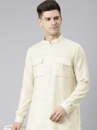Cream Pathani Kurta Set-XS/36 / Only Pathani - No Lowers