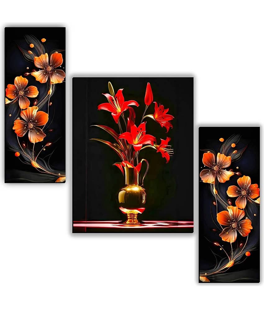 SNDArt Set Of 3 Flower Pots Wall Paintings For Living Room Gift Items 12 x 18 inch