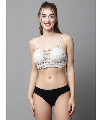 PrettyCat Cotton Women's Bra & Panty Set ( White )