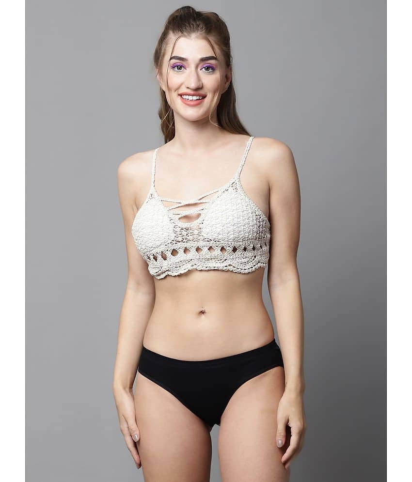 PrettyCat Cotton Women's Bra & Panty Set ( White )