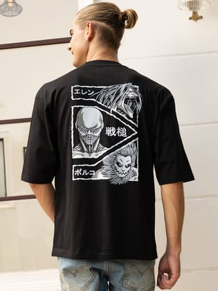 Super Villan Anime Black Drop Shoulder Oversized Tee by Gavin Paris-S / Black
