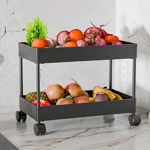 TEKCOOL Plastic Storage Rack for Bedroom/Shelf for Bedroom/Bathroom Storage Rack/Trolley for Kitchen 2