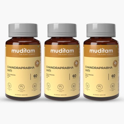 Muditam Chandraprabha Vati | Health supplement to manage Blood Sugar | Pack of 3 Bottles | 180 Tablets