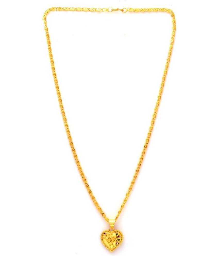 Jewar Mandi New Design Gold Plated Locket/Pendant with Link Chain Daily use for Men, Women & Girls, Boys