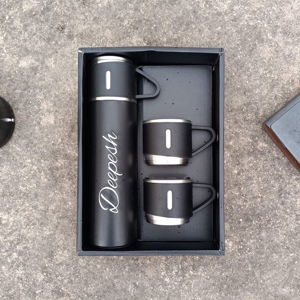 Personalized Stainless Steel Vacuum Flask with 3 Cups