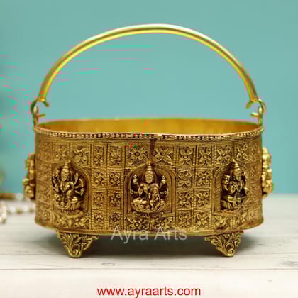 Brass Ashta Lakshmi Pooja Flower Basket Phool Butti Poola Butta - 9.5 Inch Length Brass Ashta Lakshmi Pooja Flower Basket Phool Butti Poola Butta - 9.5 Inch Length