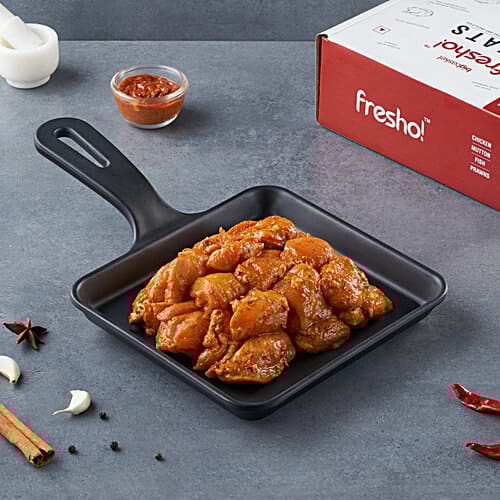 Fresho Amritsari Achari Chicken Tikka - Fresh & Juicy, Marinated, Ready To Cook, 500 g (22-28 pcs 15-20 g each)