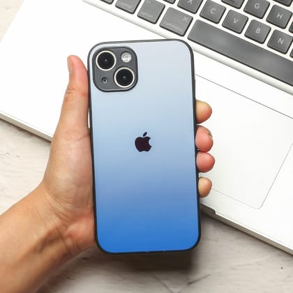 Blue Gradient metal back case for Apple Iphone 15 Plus