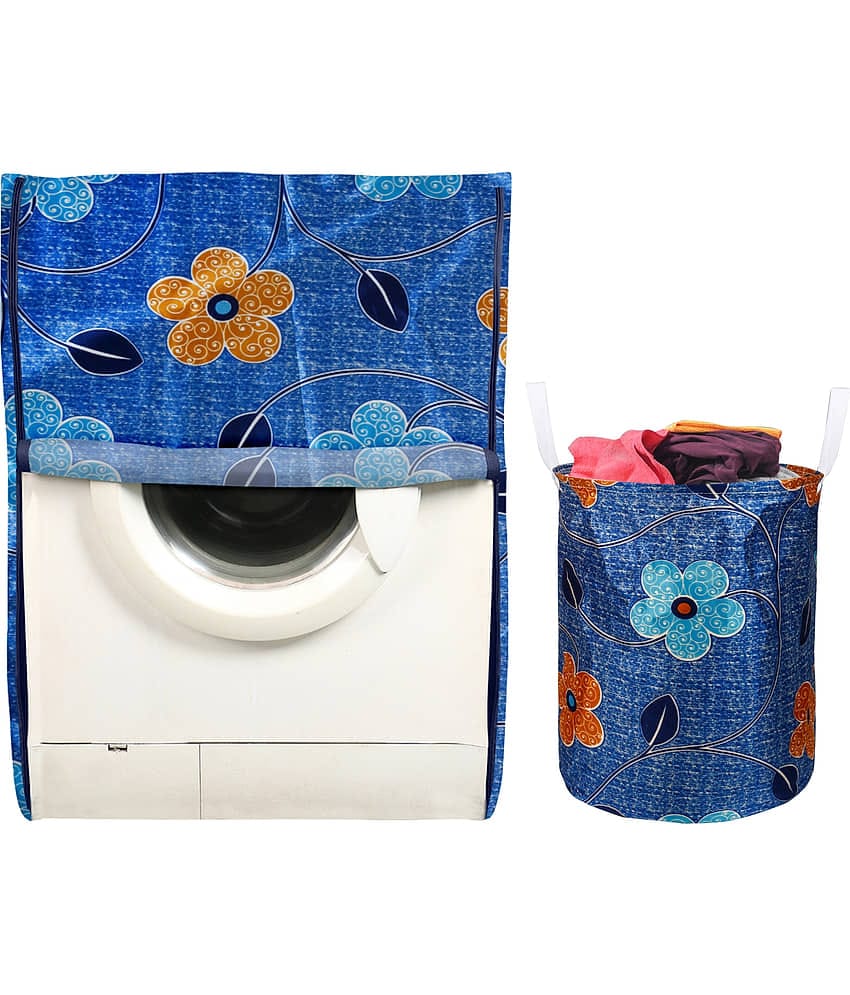 E-Retailer Set of 2 Polyester Yellow Washing Machine Cover for Universal 8 kg Front Load