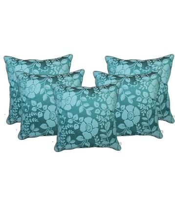 Zubix Green & White Polyester Cushion Covers Set Of 5