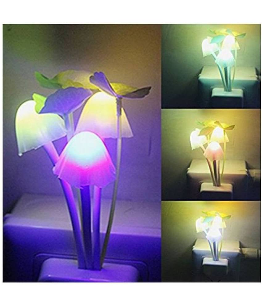 Everbuy Magic 3D LED Night Lamp with Plug Smart Sensor auto On/Off Flowers Bulbs Decoration Mushroom Lamp. Night Lamp Multi - Pack of 1