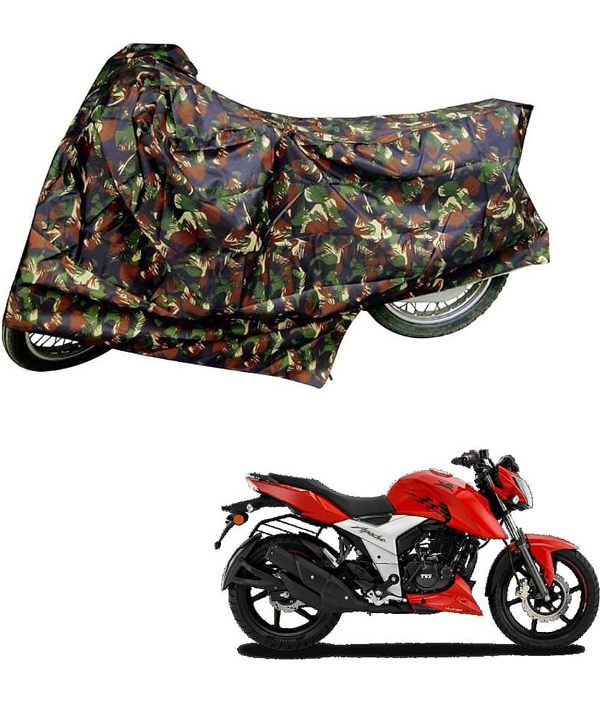 AutoRetail Dust Proof Two Wheeler Polyster Cover for TVS Apache RTR (Mirror Pocket, Jungle Color)