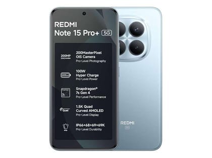 Redmi Note 15 Pro+ 5G Smartphone, 12GB RAM, 256GB Storage - Mirage Blue
