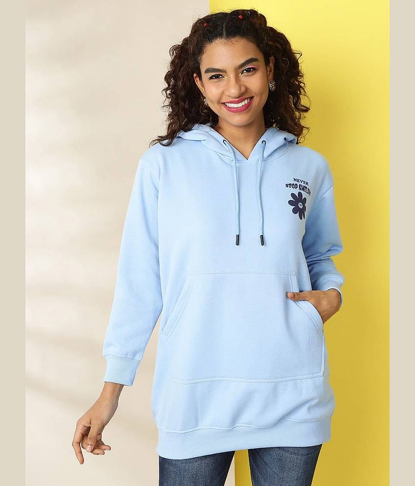 Freehand Polyester Women's Hooded Sweatshirt ( Blue )