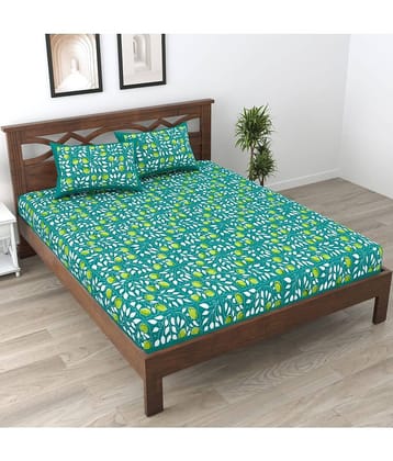Cosito Cotton 1 Double Bedsheet with 2 Pillow Covers ( Green )