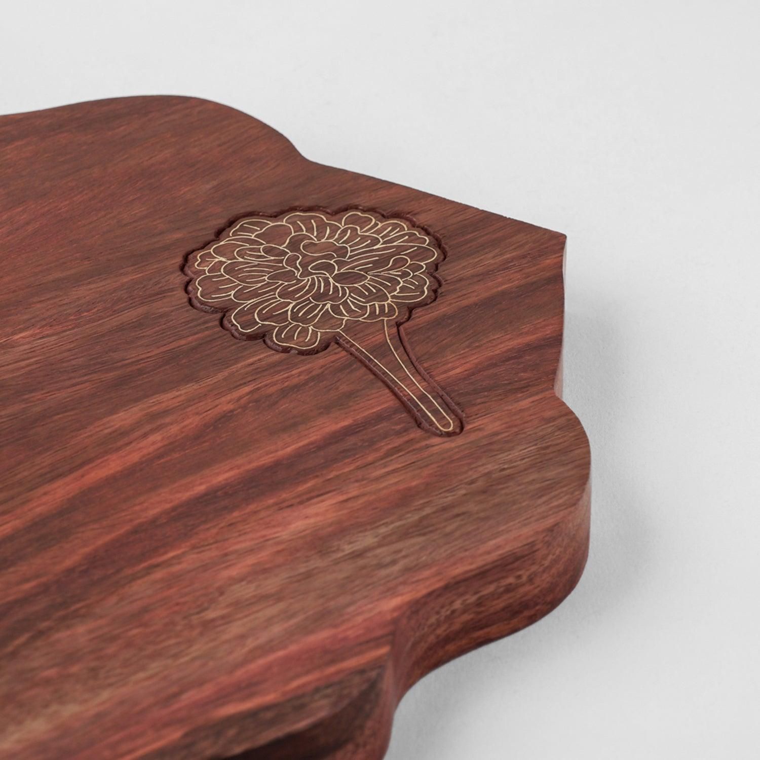Wood with Brass Inlay Trivet / Platter 9x15 Inches-Brown / Wood with Brass / 9 inches x 15  inches