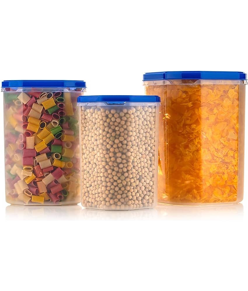 iview kitchenware Grocery/Dal/Pasta Polyproplene Navy Blue Dal Container ( Set of 3 )