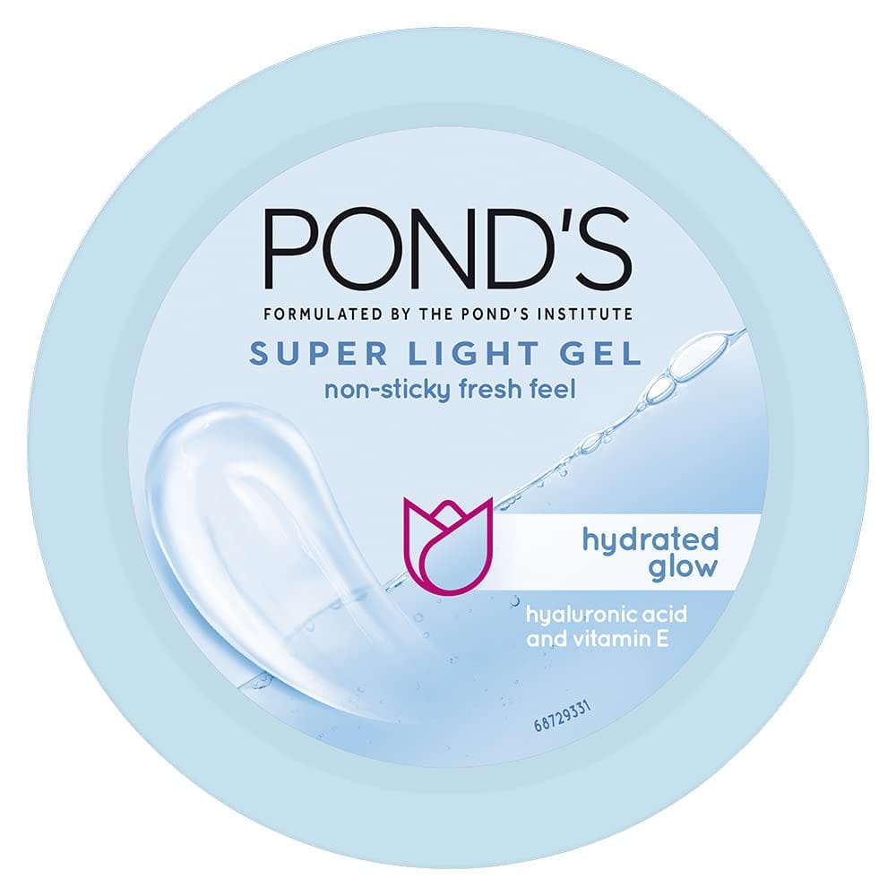 Pond's Super Light Gel Oil Free Face Moisturizer, With Hyaluronic Acid & Vitamin E For Fresh Glowing Skin & 24 Hr Hydration - Daily Use, 98G