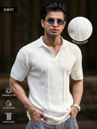 Snowpeak Half White Half Sleeve Polo T-Shirt-S
