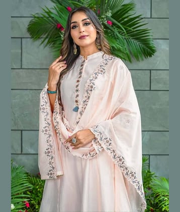 Niza Fashion Women Silk Embroidered Straight Kurti With Pants ( White )
