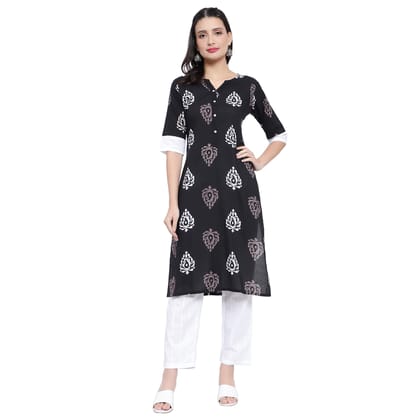 MRS RIGHT PRINTED FINE COTTON BLACK & WHITE SUIT