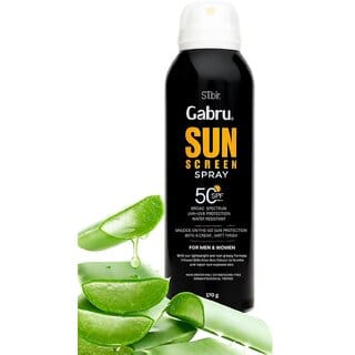 Gabru SPF 50+ Sunscreen Spray  Matte, No White Cast  Water/Sweat Resistant  Face  Body  150ml