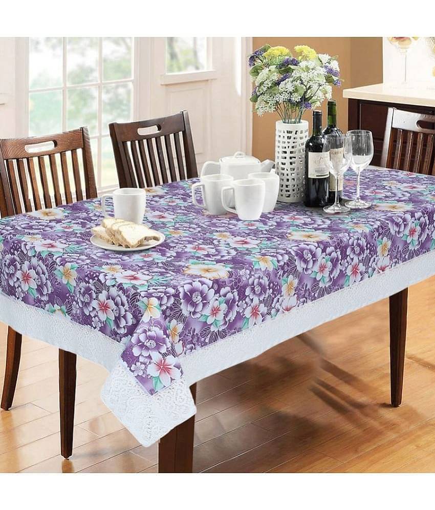 Printed PVC 6 Seater Rectangle Table Cover ( 228 x 152 ) cm Pack of 1 Purple
