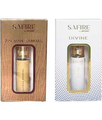 SAFIRE ZAFRAN SANDAL & DIVINE ATTAR (COMBO PACK 6ML*2) ROLL-ON PERFUME OIL FOR MEN AND WOMEN