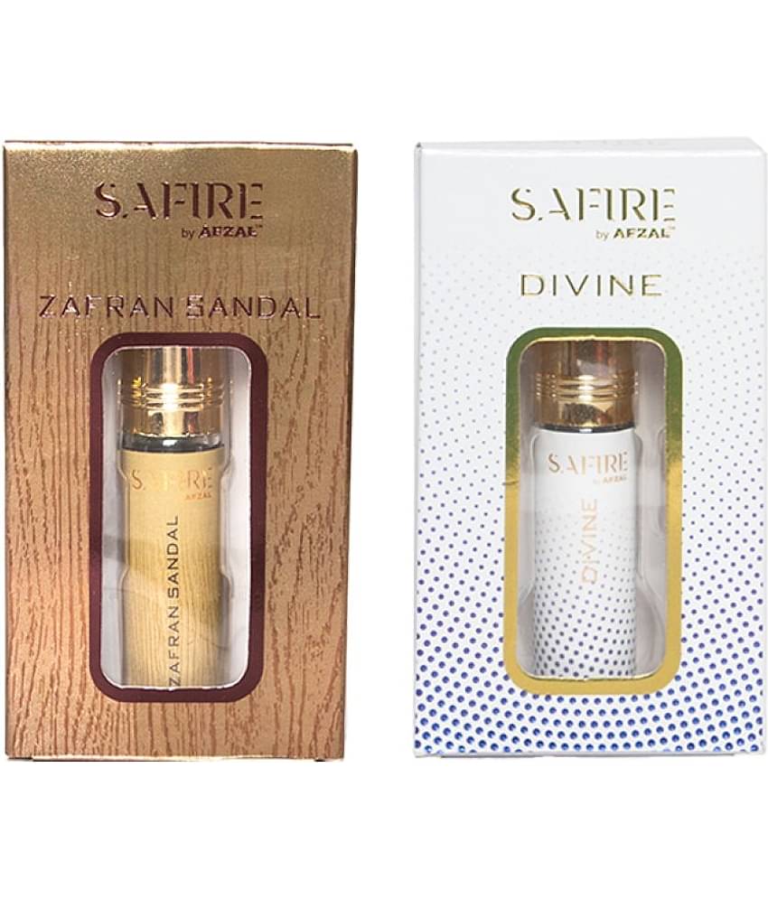 SAFIRE ZAFRAN SANDAL & DIVINE ATTAR (COMBO PACK 6ML*2) ROLL-ON PERFUME OIL FOR MEN AND WOMEN