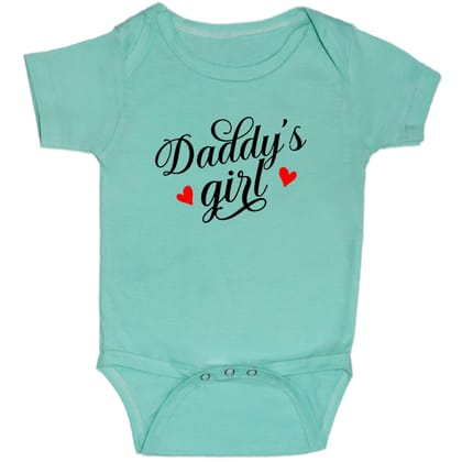 Turquoise Daddys Girl Heart Cotton Romper For 6 To 12 Months
