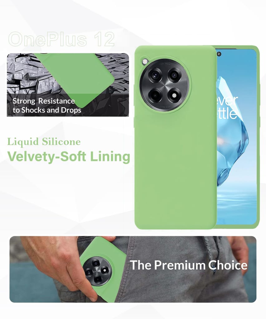 LIRAMARK Liquid Silicone Soft Back Cover Case for OnePlus 12 5G