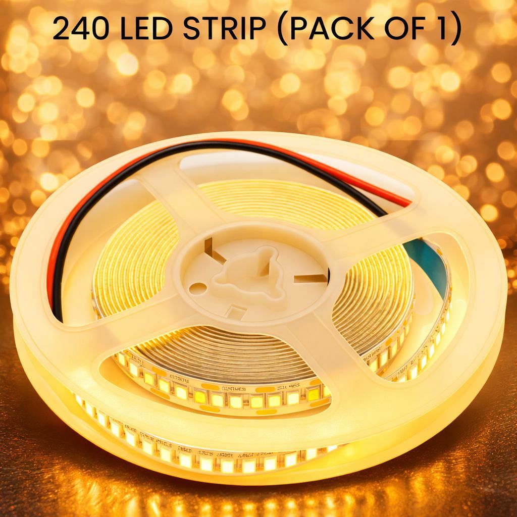 SPARKWORLD 5 Meter LED Flexible Strip Cove Light Warm White | 240 LEDs/M | Self-Adhesive Decorative Light with SMPS | Pack of 1 - Electricals | Buy online on ZillyBuy