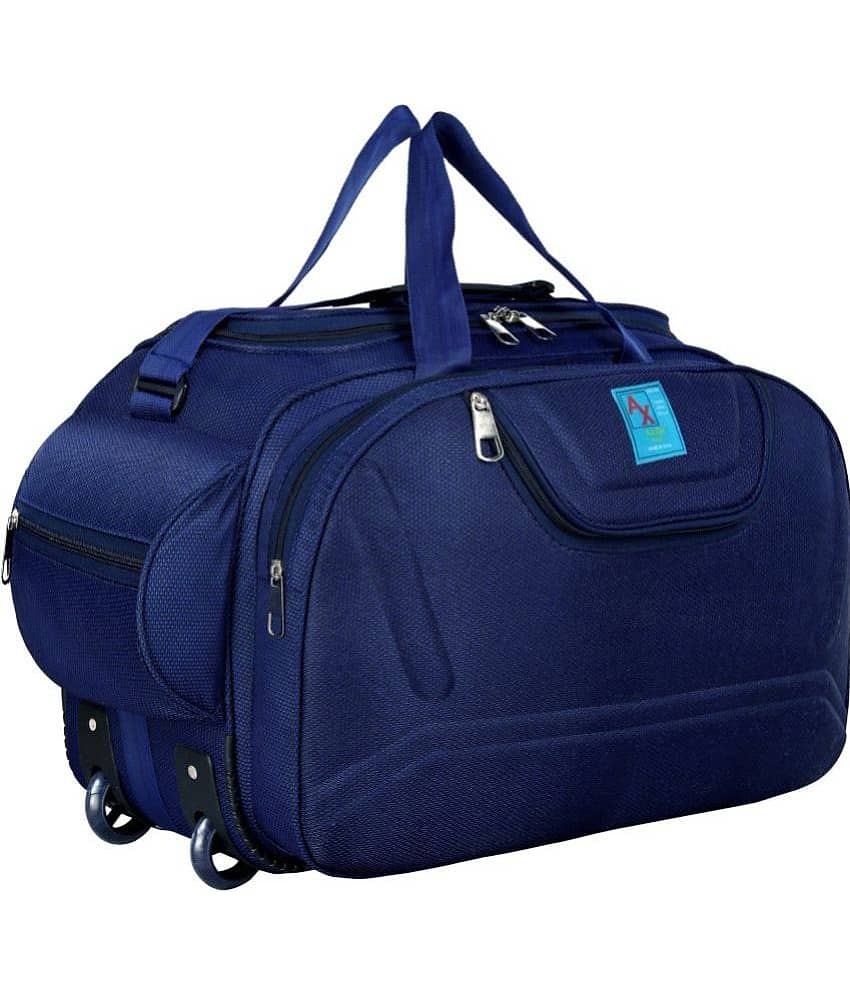 AXEN BAGS - 55 Ltrs Blue Polyester Duffle Trolley