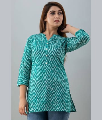 SAART BUNAAI Women's Cotton Blend Tunic ( Turquoise )