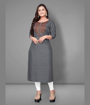 Rangrasiya - Grey Rayon Women's Straight Kurti ( Pack of 1 )