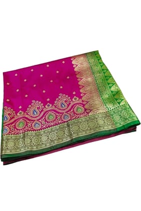 Elegant Silk Banarasi Sarees with Embroidered Design and Stone Work