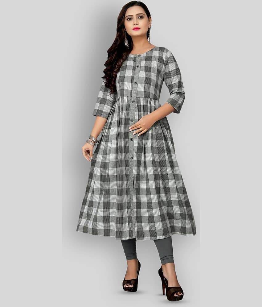 Rangrasiya - Light Grey Cotton Women's Flared Kurti ( Pack of 1 )