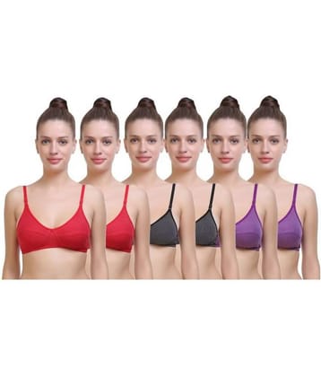 SK Dreams Pack of 6 Cotton Non Padded Women's Everyday Bra ( Multi Color )