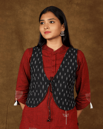 Short Reversible Jacket in Grey and Black Cotton-M