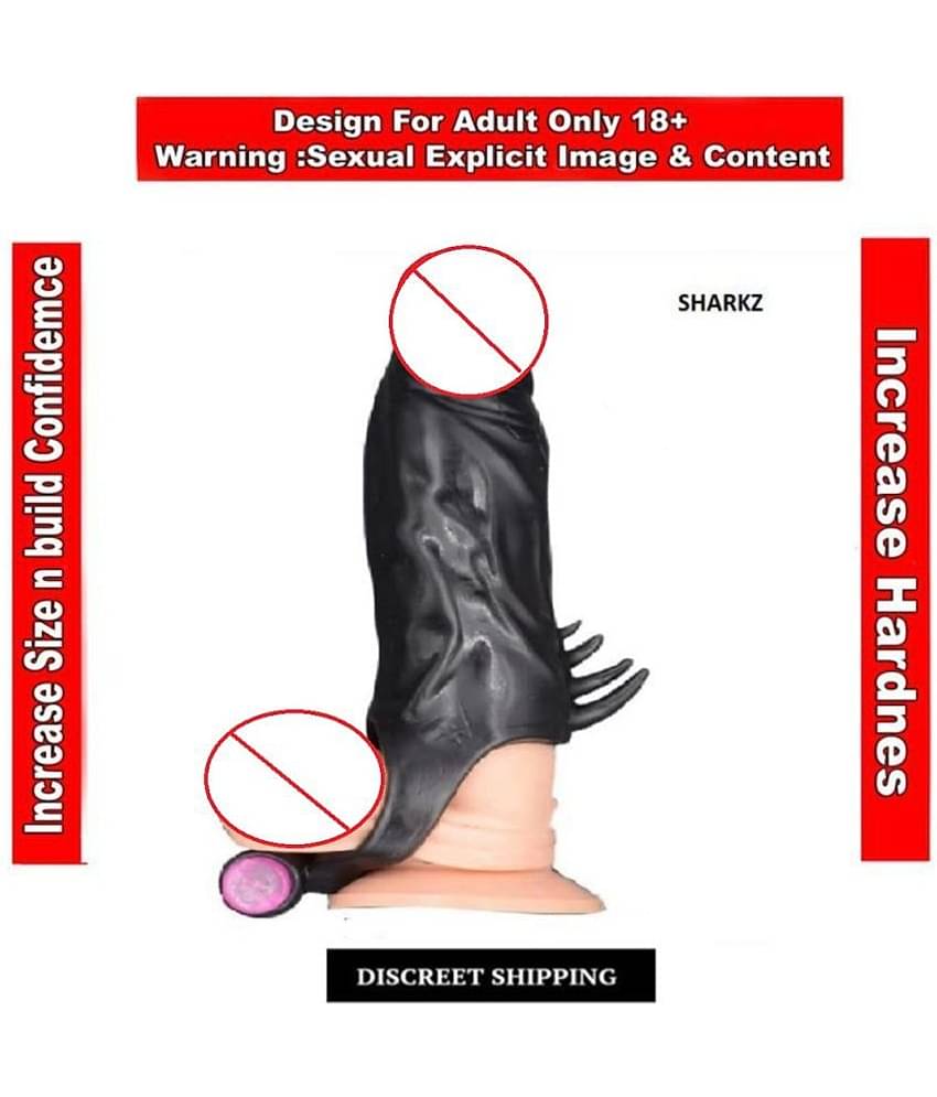 Kamahouse Sex Toys Sh@rk Vibrating Penis Sleeve Extender Reusable Cock Ring and Penis Sleeves Dildo Realistic