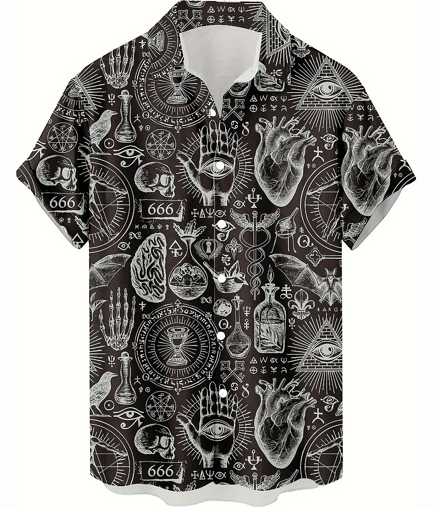 BEAUE Poly Cotton Regular Fit Printed Half Sleeves Men's Casual Shirt - Black ( Pack of 1 )