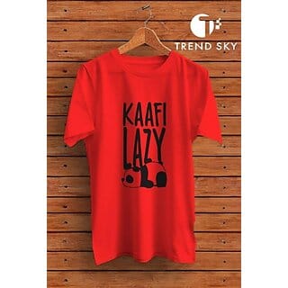 Graphic Print Men Red Round Neck Polyester Casual T-Shirt