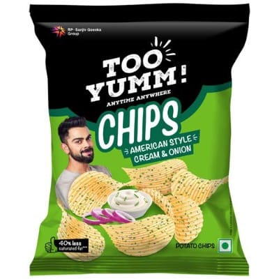 Too Yumm! American Style Cream & Onion Potato Chips – 40% Less, 90 g